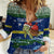 Curacao Christmas Women Casual Shirt with Santa Turtle Ocean Waves Snowflakes and Holiday Gift Design - Wonder Print Shop