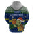 Curacao Christmas Zip Hoodie with Santa Turtle Ocean Waves Snowflakes and Holiday Gift Design - Wonder Print Shop