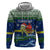 Curacao Christmas Zip Hoodie with Santa Turtle Ocean Waves Snowflakes and Holiday Gift Design - Wonder Print Shop