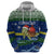 Curacao Christmas Zip Hoodie with Santa Turtle Ocean Waves Snowflakes and Holiday Gift Design - Wonder Print Shop
