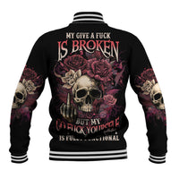My Give A F Rose Skull Baseball Jacket - Wonder Print Shop
