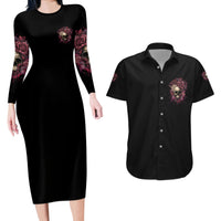 My Give A F Rose Skull Couples Matching Long Sleeve Bodycon Dress and Hawaiian Shirt - Wonder Print Shop