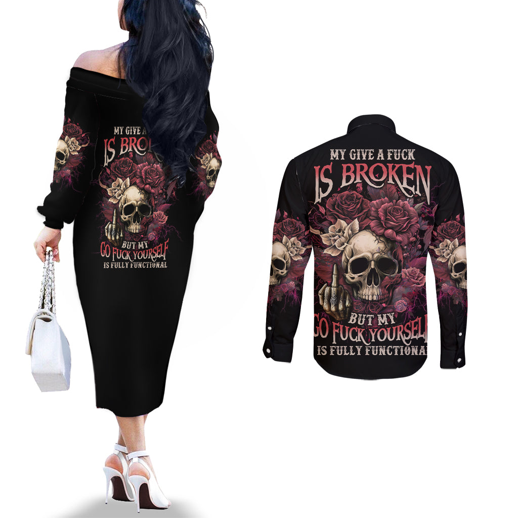 my-give-a-f-rose-skull-couples-matching-off-the-shoulder-long-sleeve-dress-and-long-sleeve-button-shirt