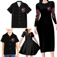 My Give A F Rose Skull Family Matching Long Sleeve Bodycon Dress and Hawaiian Shirt - Wonder Print Shop