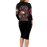My Give A F Rose Skull Family Matching Long Sleeve Bodycon Dress and Hawaiian Shirt - Wonder Print Shop