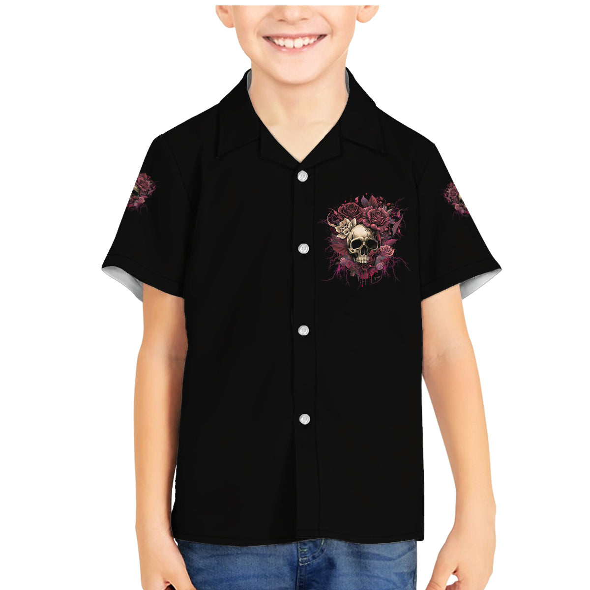 My Give A F Rose Skull Family Matching Mermaid Dress and Hawaiian Shirt - Wonder Print Shop