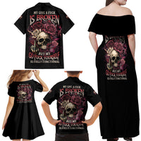 My Give A F Rose Skull Family Matching Off Shoulder Maxi Dress and Hawaiian Shirt - Wonder Print Shop