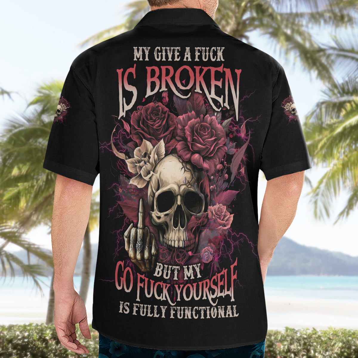 My Give A F Rose Skull Hawaiian Shirt - Wonder Print Shop