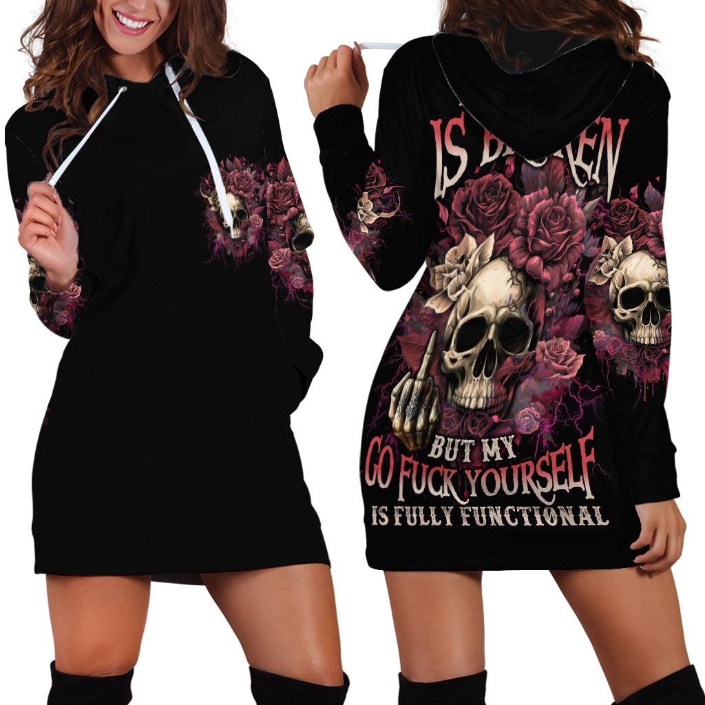 My Give A F Rose Skull Hoodie Dress - Wonder Print Shop