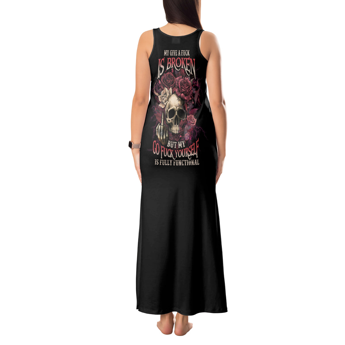 My Give A F Rose Skull Tank Maxi Dress - Wonder Print Shop