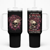 My Give A F Rose Skull Tumbler With Handle - Wonder Print Shop
