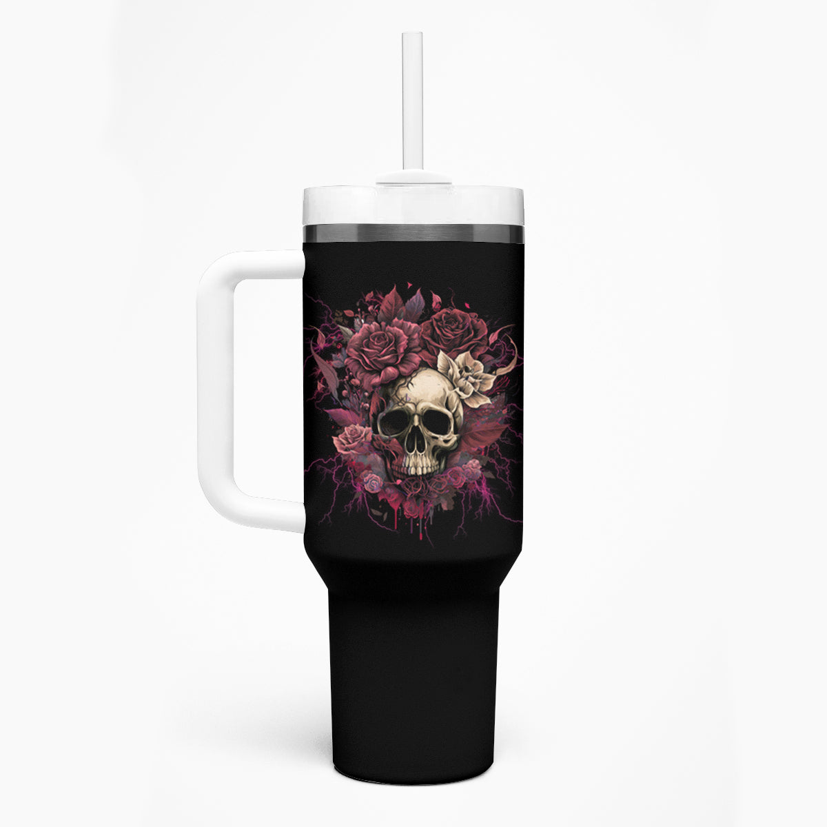 My Give A F Rose Skull Tumbler With Handle - Wonder Print Shop