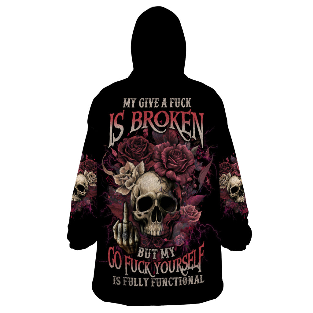 My Give A F Rose Skull Wearable Blanket Hoodie - Wonder Print Shop