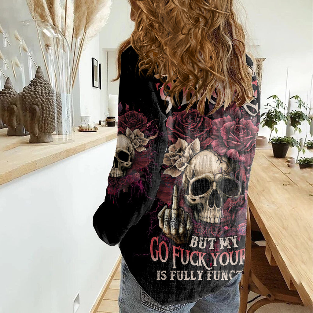 My Give A F Rose Skull Women Casual Shirt - Wonder Print Shop