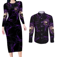 I Am The Storm Rose Skull Couples Matching Long Sleeve Bodycon Dress and Long Sleeve Button Shirt - Wonder Print Shop