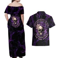 I Am The Storm Rose Skull Couples Matching Off Shoulder Maxi Dress and Hawaiian Shirt - Wonder Print Shop