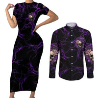 I Am The Storm Rose Skull Couples Matching Short Sleeve Bodycon Dress and Long Sleeve Button Shirt - Wonder Print Shop