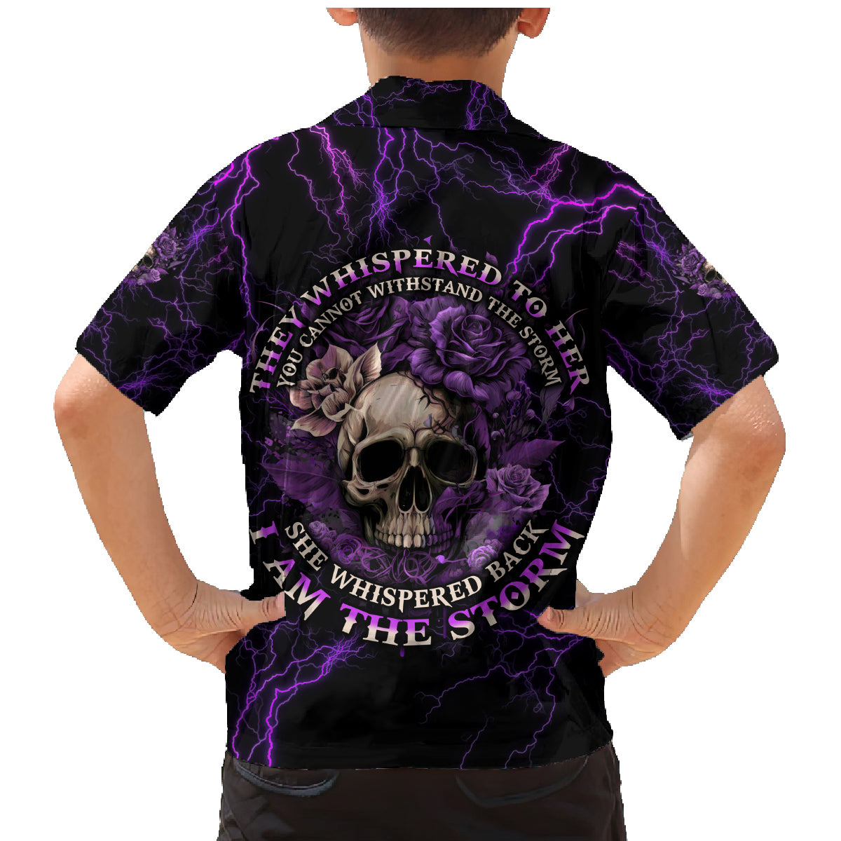 I Am The Storm Rose Skull Family Matching Mermaid Dress and Hawaiian Shirt - Wonder Print Shop