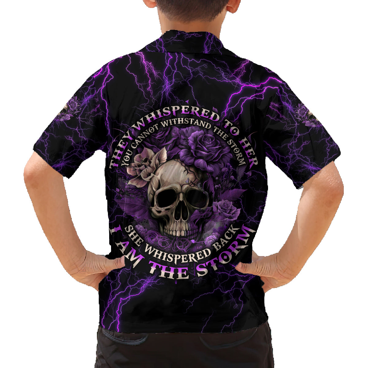 I Am The Storm Rose Skull Family Matching Puletasi Dress and Hawaiian Shirt - Wonder Print Shop