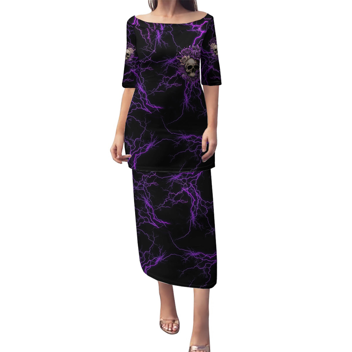 I Am The Storm Rose Skull Family Matching Puletasi Dress and Hawaiian Shirt - Wonder Print Shop