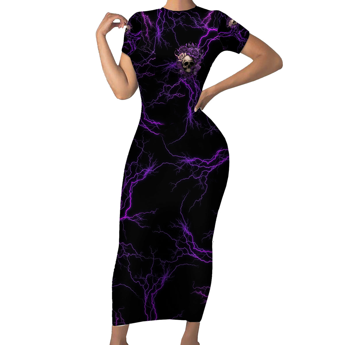 I Am The Storm Rose Skull Family Matching Short Sleeve Bodycon Dress and Hawaiian Shirt - Wonder Print Shop
