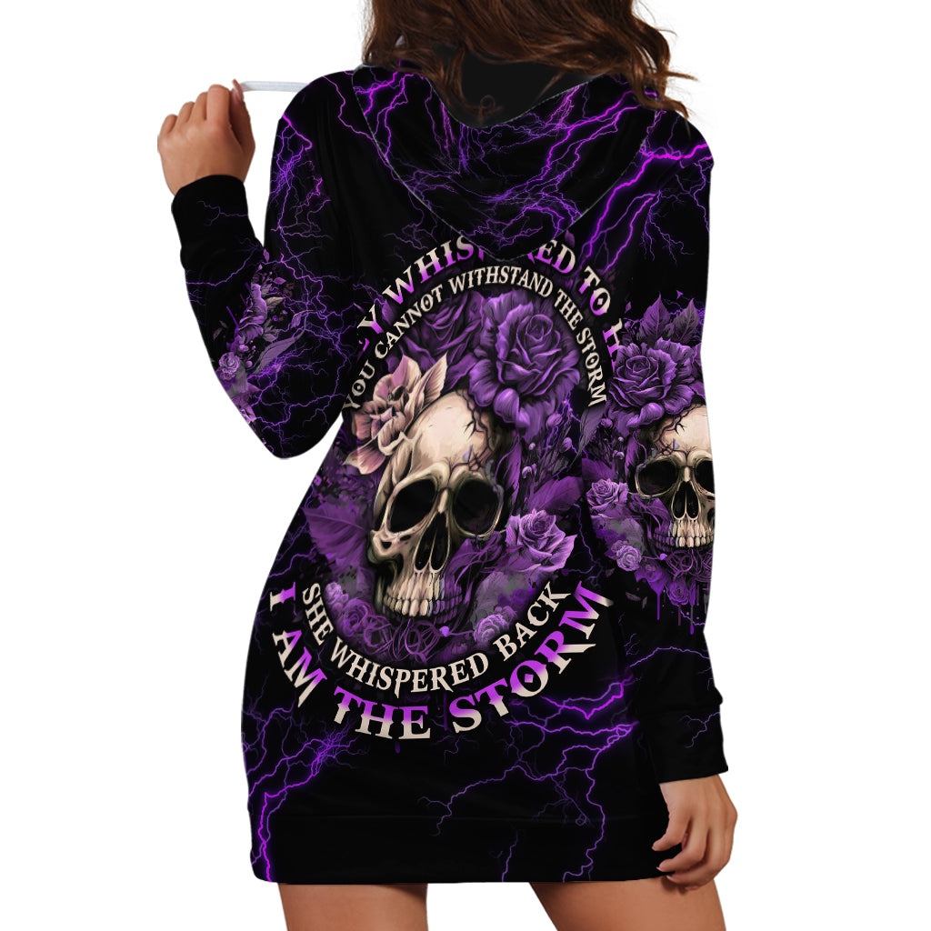 I Am The Storm Rose Skull Hoodie Dress - Wonder Print Shop