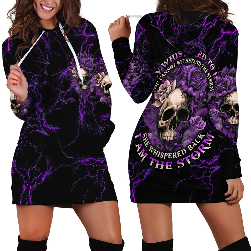 I Am The Storm Rose Skull Hoodie Dress - Wonder Print Shop