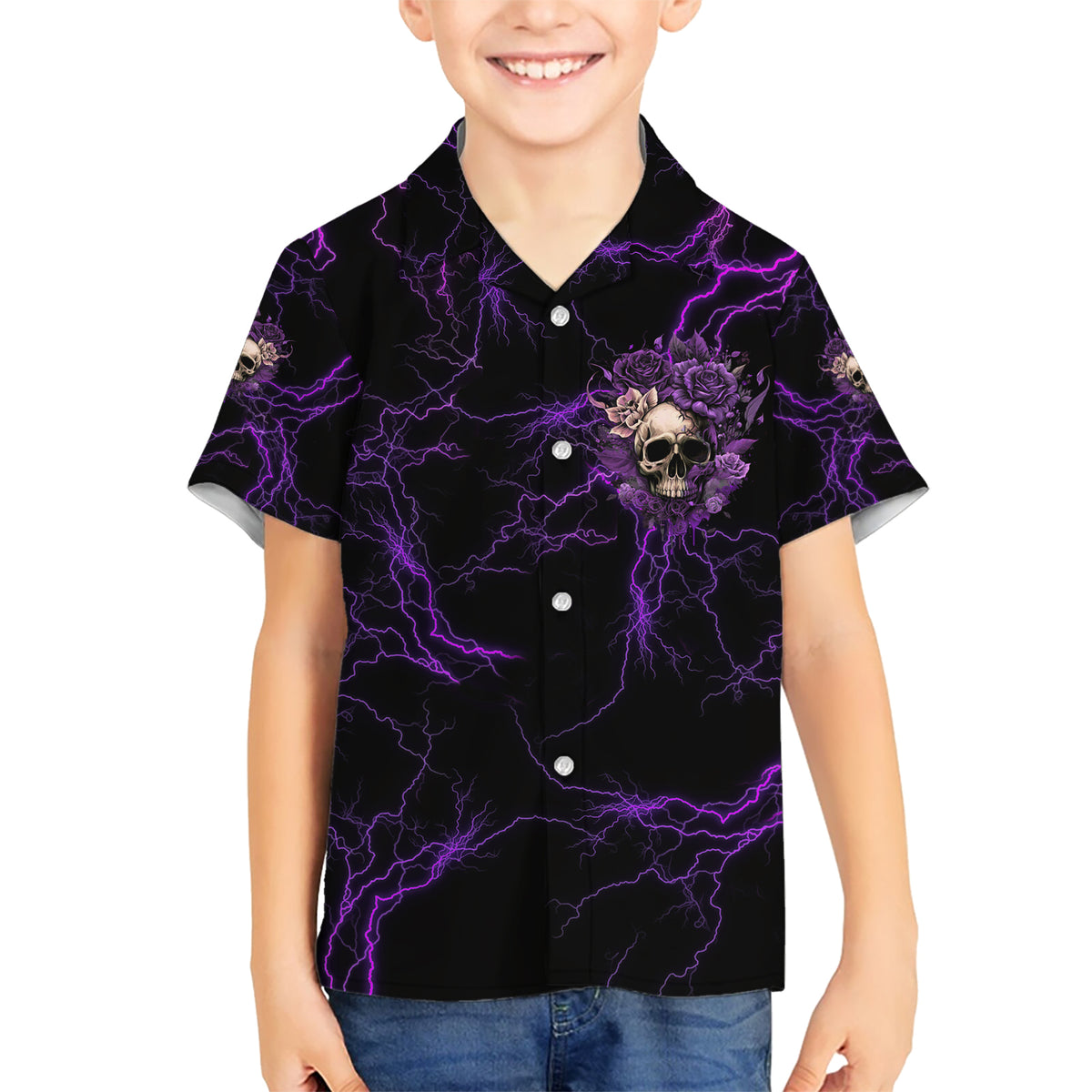 I Am The Storm Rose Skull Kid Hawaiian Shirt - Wonder Print Shop