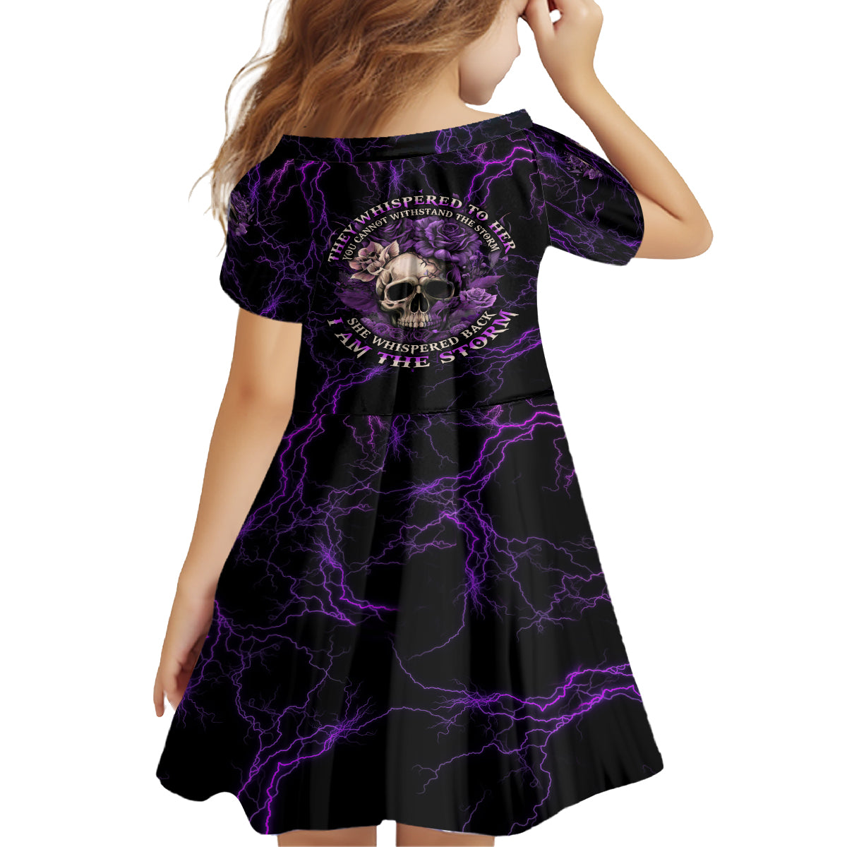 I Am The Storm Rose Skull Kid Short Sleeve Dress - Wonder Print Shop