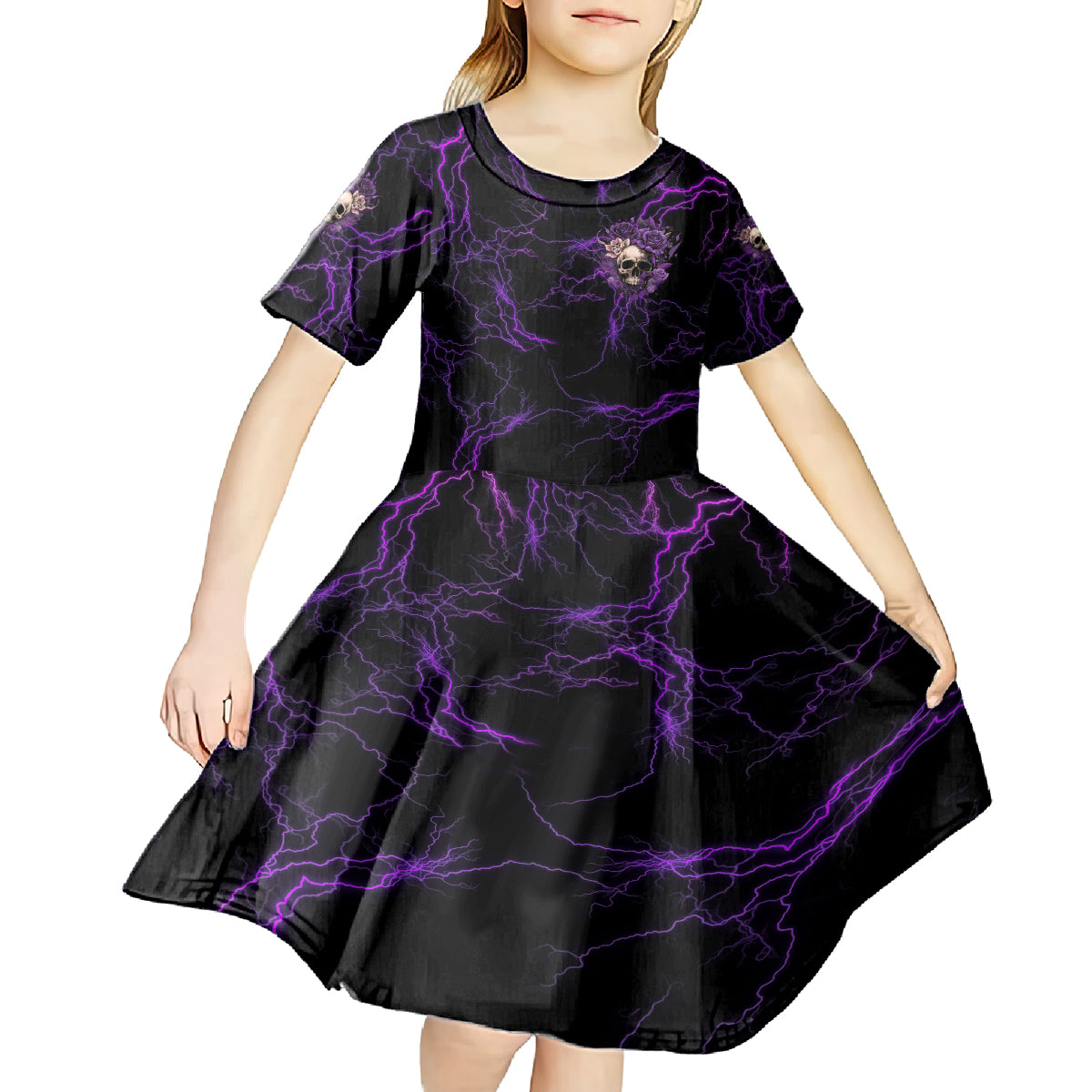 I Am The Storm Rose Skull Kid Short Sleeve Dress - Wonder Print Shop