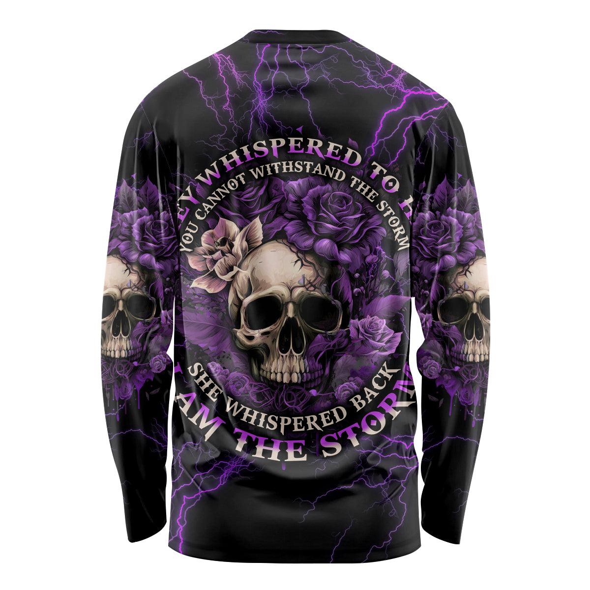 I Am The Storm Rose Skull Long Sleeve Shirt - Wonder Print Shop