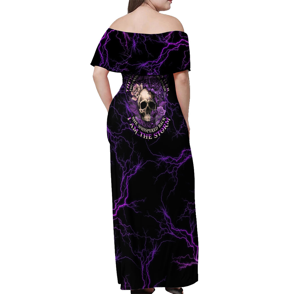 I Am The Storm Rose Skull Off Shoulder Maxi Dress - Wonder Print Shop