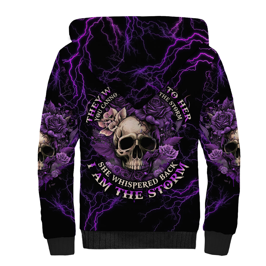 I Am The Storm Rose Skull Sherpa Hoodie - Wonder Print Shop