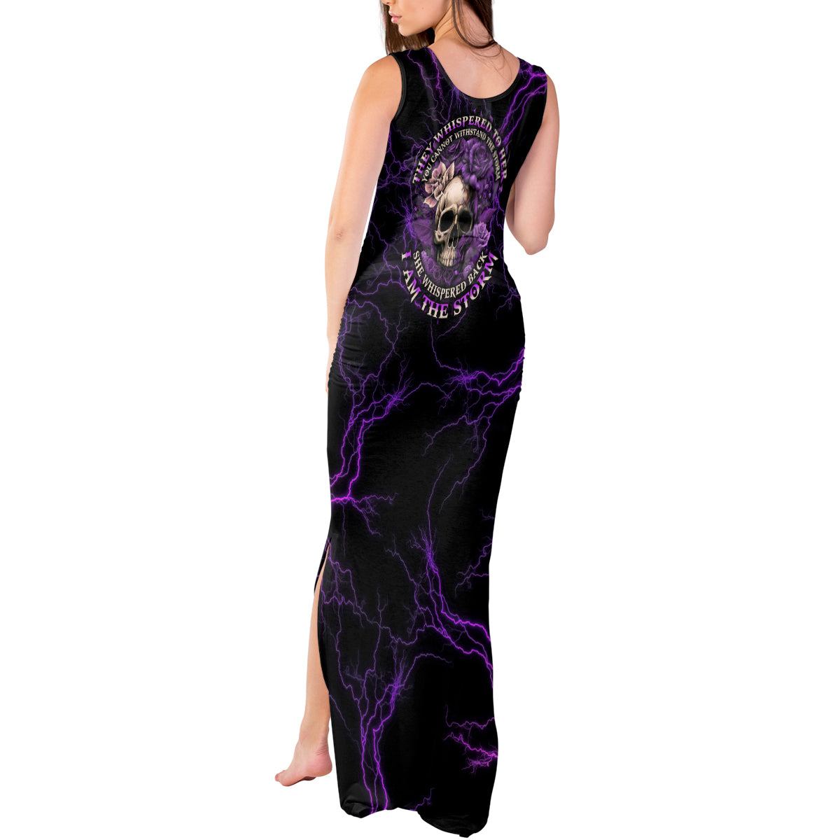 I Am The Storm Rose Skull Tank Maxi Dress - Wonder Print Shop