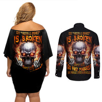 Give Me A F Is Broken But My Go F Yourself Couples Matching Off Shoulder Short Dress and Long Sleeve Button Shirt - Wonder Print Shop