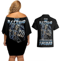 You My Friend Should Have Been Swallowed Couples Matching Off Shoulder Short Dress and Hawaiian Shirt - Wonder Print Shop