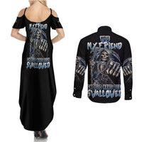 You My Friend Should Have Been Swallowed Couples Matching Summer Maxi Dress and Long Sleeve Button Shirt - Wonder Print Shop