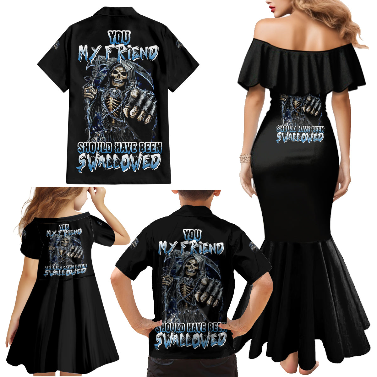 You My Friend Should Have Been Swallowed Family Matching Mermaid Dress and Hawaiian Shirt - Wonder Print Shop
