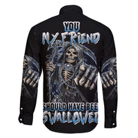 You My Friend Should Have Been Swallowed Family Matching Off Shoulder Long Sleeve Dress and Hawaiian Shirt - Wonder Print Shop