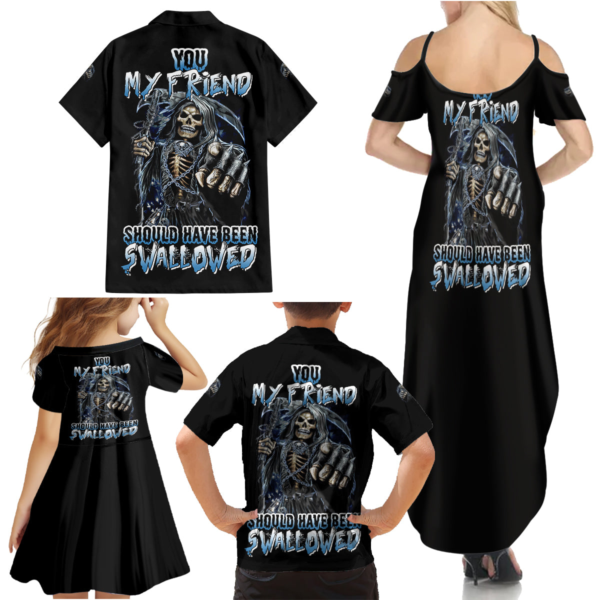 You My Friend Should Have Been Swallowed Family Matching Summer Maxi Dress and Hawaiian Shirt - Wonder Print Shop