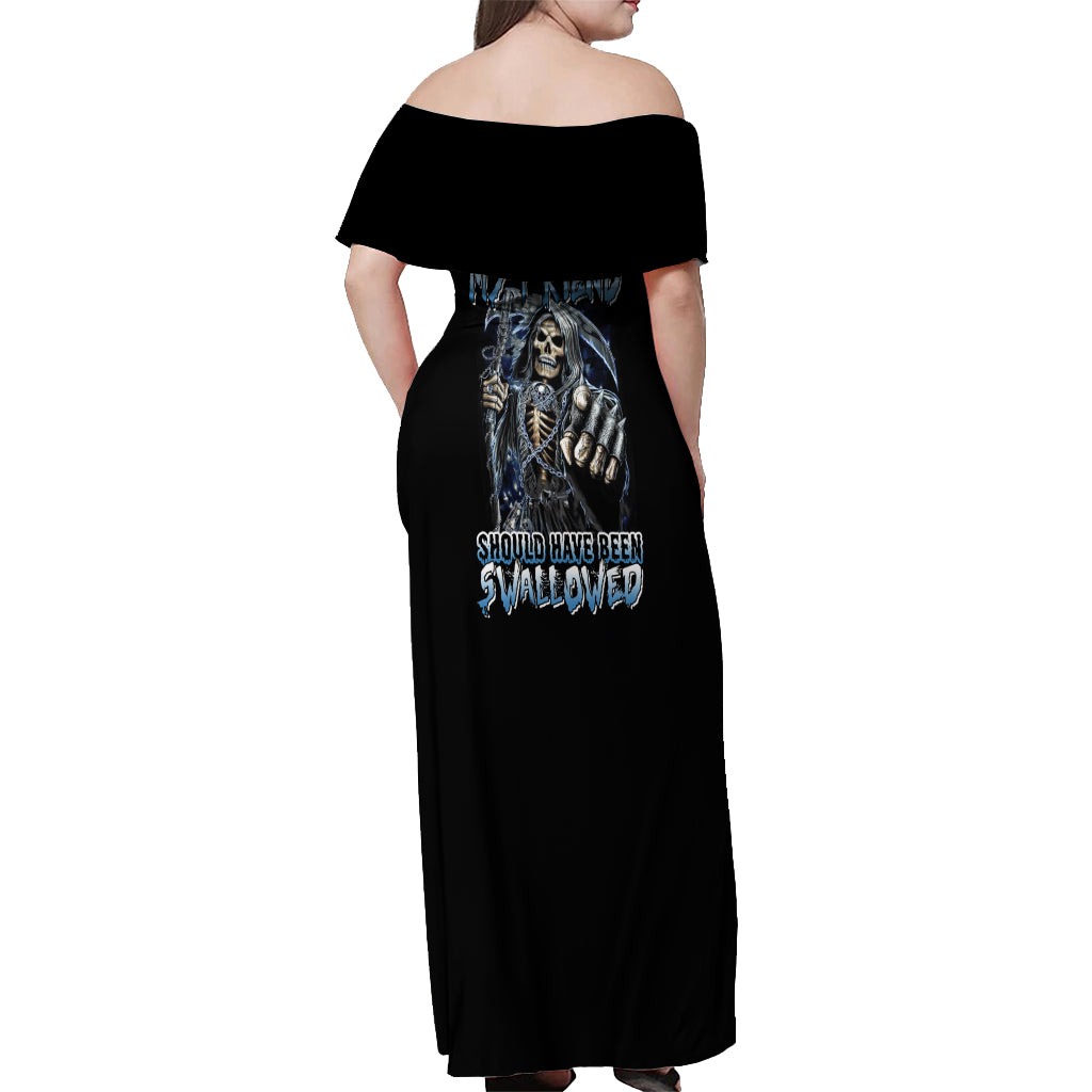 You My Friend Should Have Been Swallowed Off Shoulder Maxi Dress - Wonder Print Shop