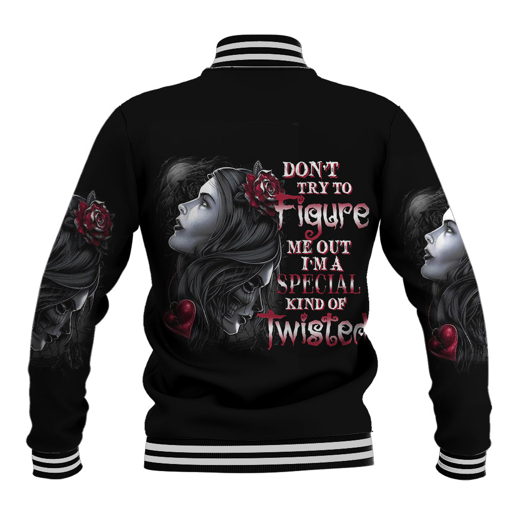 Don't Try To Figure Me Out Baseball Jacket - Wonder Print Shop