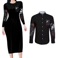 Don't Try To Figure Me Out Couples Matching Long Sleeve Bodycon Dress and Long Sleeve Button Shirt - Wonder Print Shop
