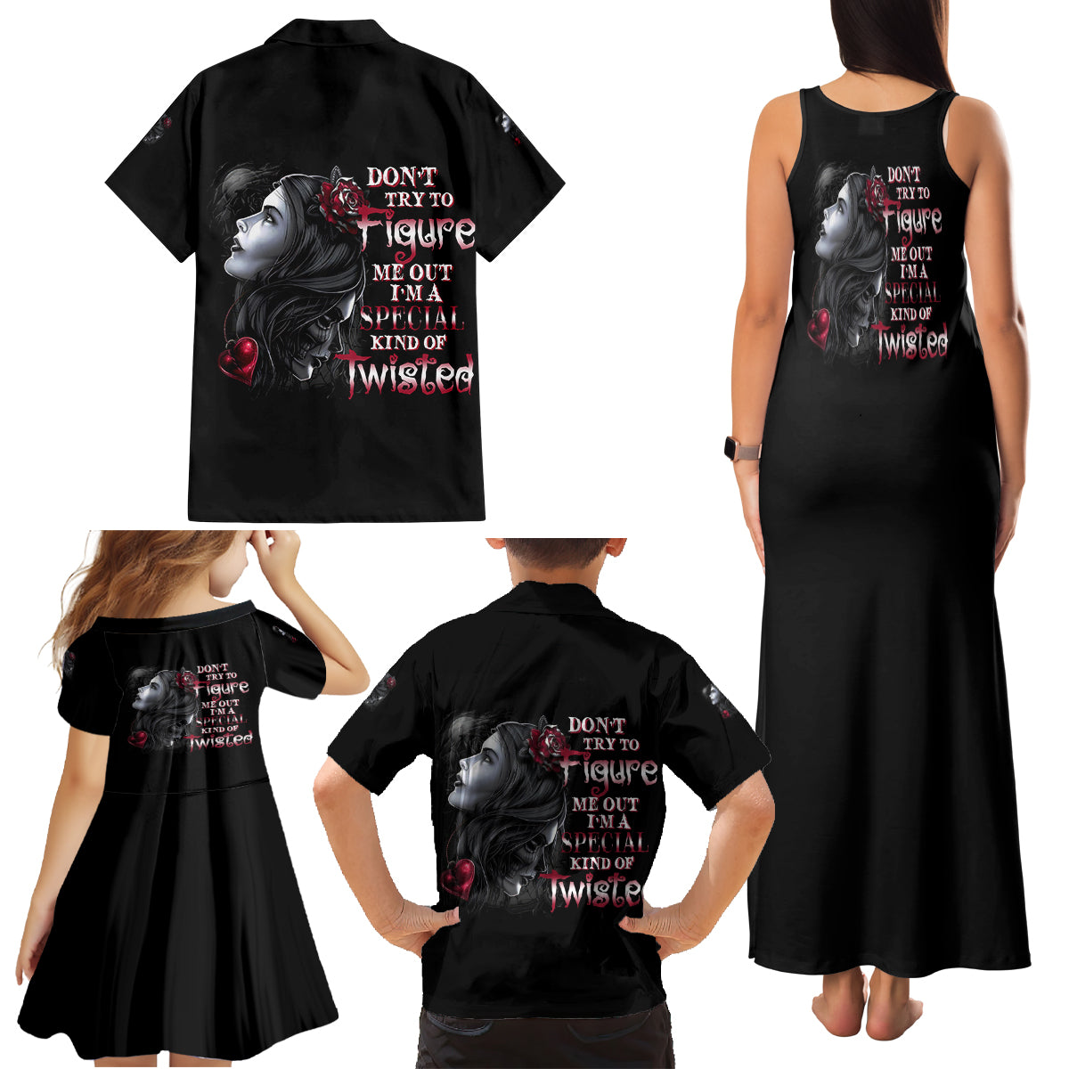 Don't Try To Figure Me Out Family Matching Tank Maxi Dress and Hawaiian Shirt - Wonder Print Shop