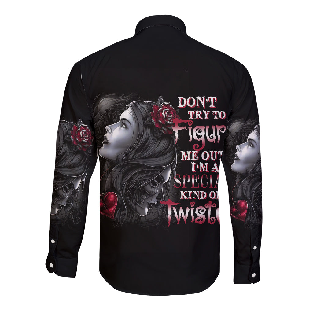 Don't Try To Figure Me Out Long Sleeve Button Shirt - Wonder Print Shop