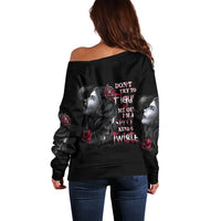 Don't Try To Figure Me Out Off Shoulder Sweater - Wonder Print Shop