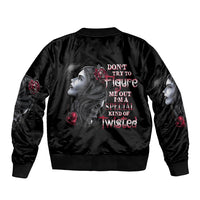 Don't Try To Figure Me Out Sleeve Zip Bomber Jacket - Wonder Print Shop