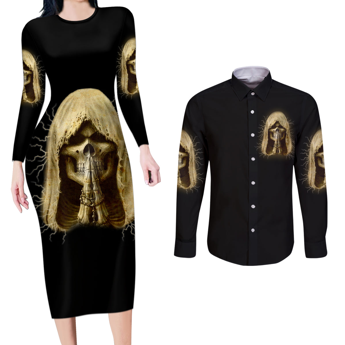 I'm Not Rude I Just Have The Balls Couples Matching Long Sleeve Bodycon Dress and Long Sleeve Button Shirt - Wonder Print Shop