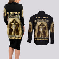 I'm Not Rude I Just Have The Balls Couples Matching Long Sleeve Bodycon Dress and Long Sleeve Button Shirt - Wonder Print Shop