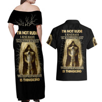 I'm Not Rude I Just Have The Balls Couples Matching Off Shoulder Maxi Dress and Hawaiian Shirt - Wonder Print Shop